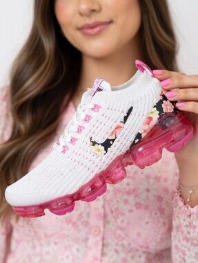 Nike Vapormax Women’s White & Pink Floral Air Sneakers 🩷